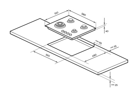 Газовая варочная панель Millen MGH 602 черная
