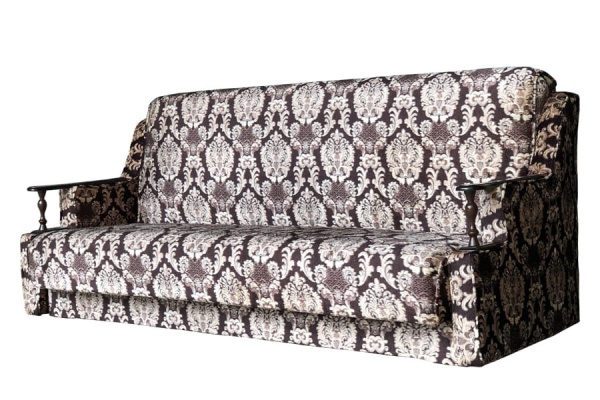 Диван прямой №2 с деревянными подлокотниками