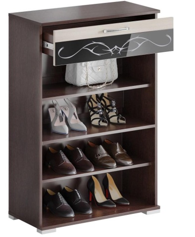 Тумба для Обуви Юнона-2 ТН-05  Венге/Дуб Молочный (Ш-750 х В-1108 х Г-358 мм)