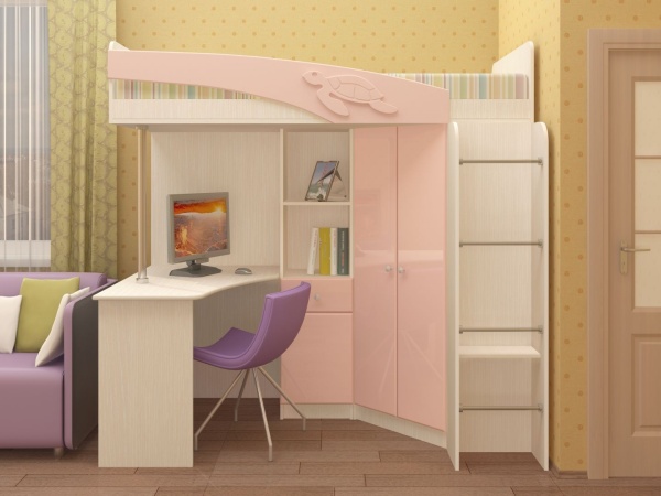 Детская Чердак Ириска МДФ Разные Цвета ( 2,03х1,95х1,2/спальное место 0,8х2,0)